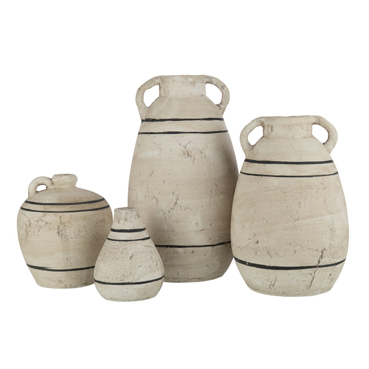 Kruik Streep Terracotta Beige/Zwart Large