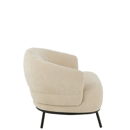 Loungestoel Mars Populierenhout/Schuim Beige