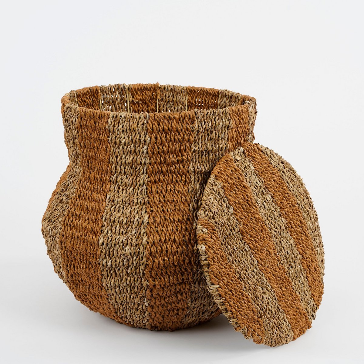 Opbergmand met Deksel Tacoma - H47 x Ø50 cm - Jute - Geel