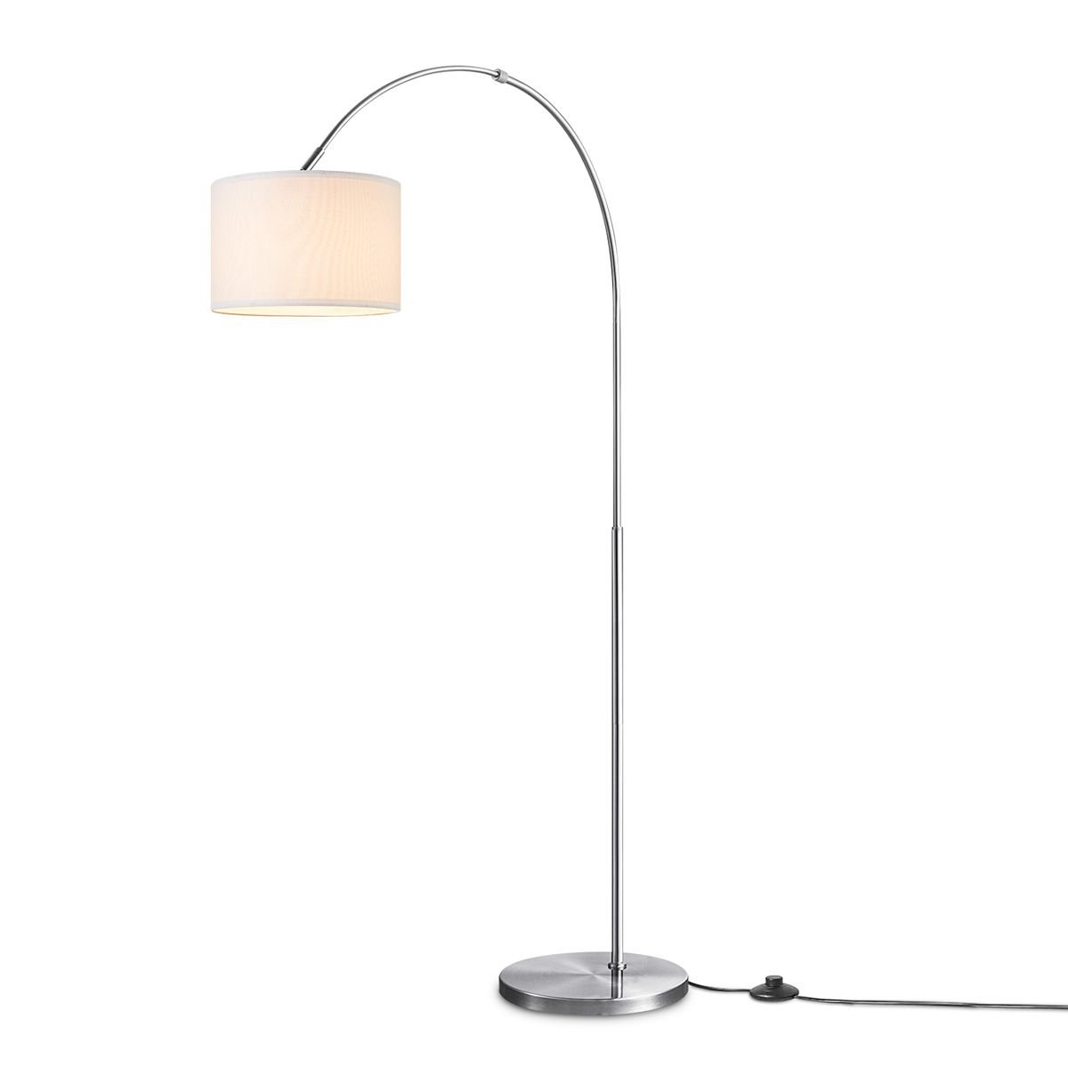 Vloerlamp Boog - Duke - Geborsteld Staal - Wit