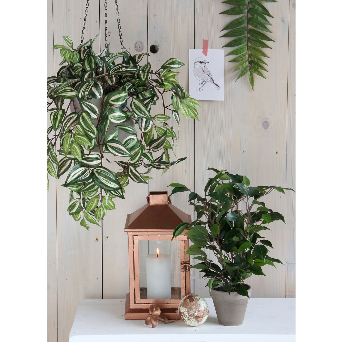 Ficus Natasja Kunstplant in Bloempot Stan - H40 x Ø30 cm - Groen