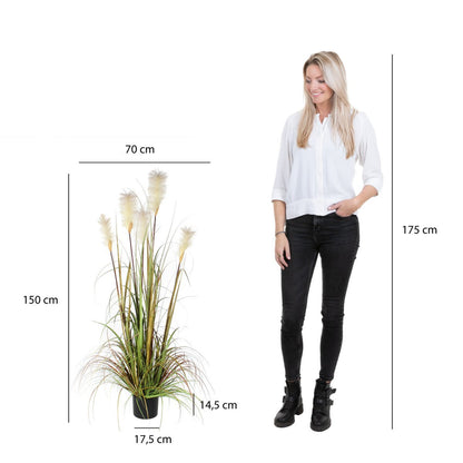 Pluimgras Foxtail Kunstplant - H150 x Ø70 cm - Groen