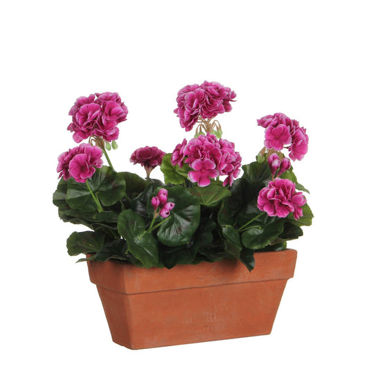 Geranium Kunstplant in Balkonbak - L29 x B13 x H40 cm - Paars