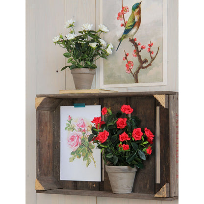 Rozenstruik Kunstplant in Bloempot Stan - H33 x Ø25 cm - Rood