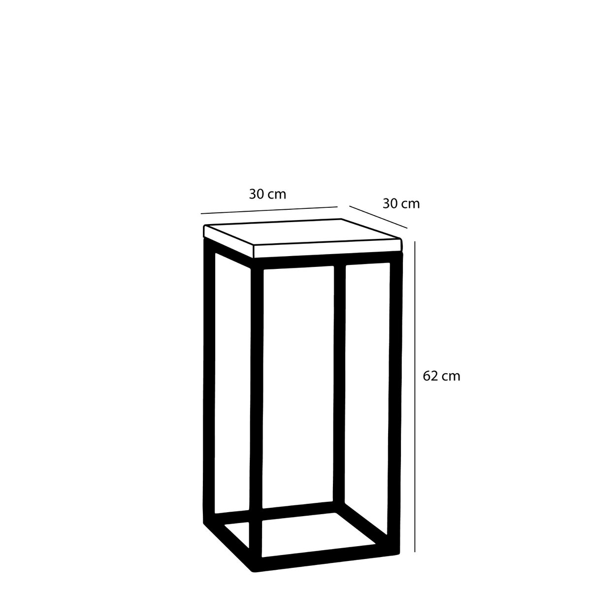 Oskar Plantentafel - L30 x B30 x H62 cm - Hout, Metaal - Zwart