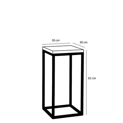 Oskar Plantentafel - L30 x B30 x H62 cm - Hout, Metaal - Zwart