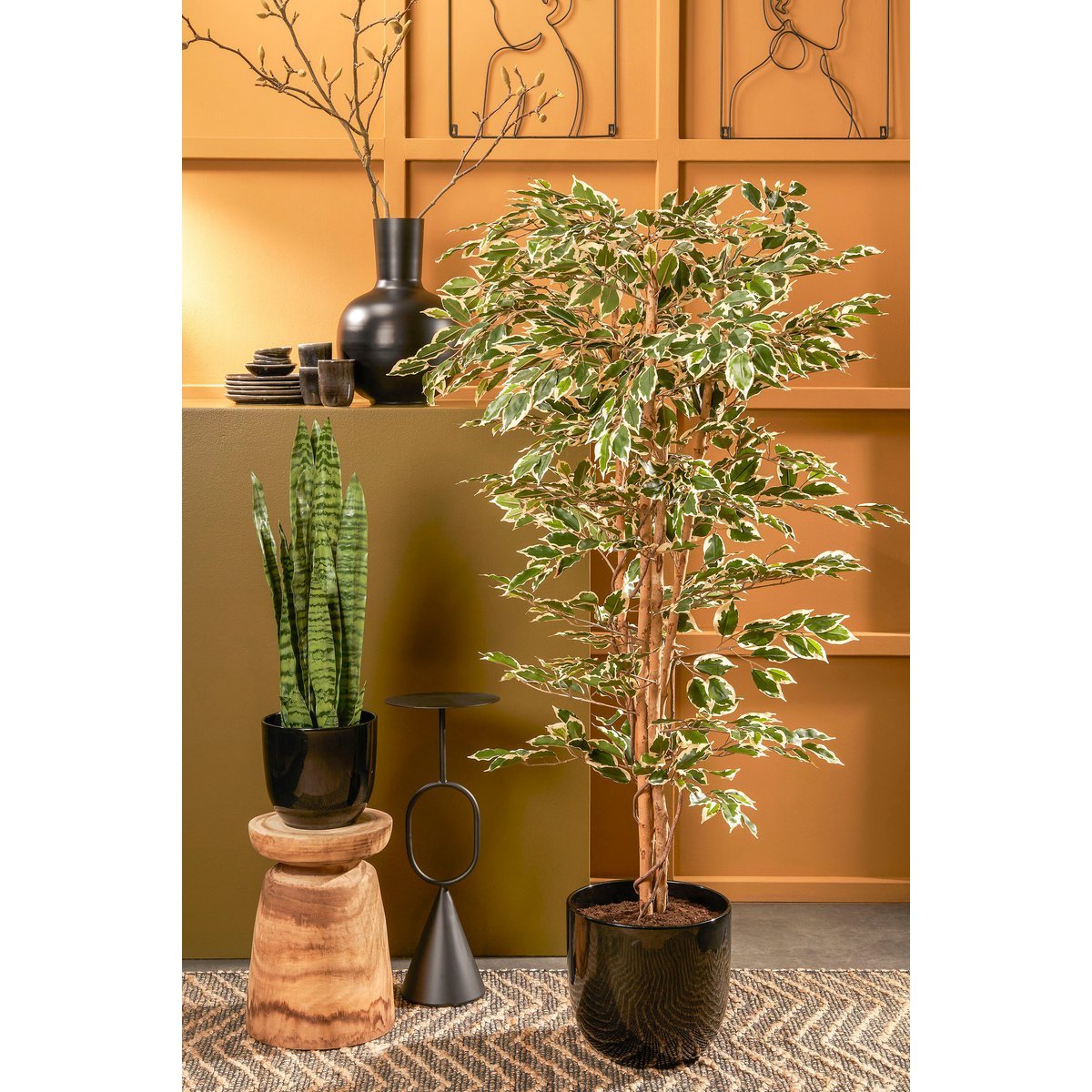 Ficus Kunstplant - H180 x Ø90 cm - Groen Bont