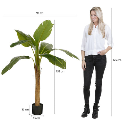 Kunstplant Bananenboom in Pot - H155 x Ø90 cm - Groen