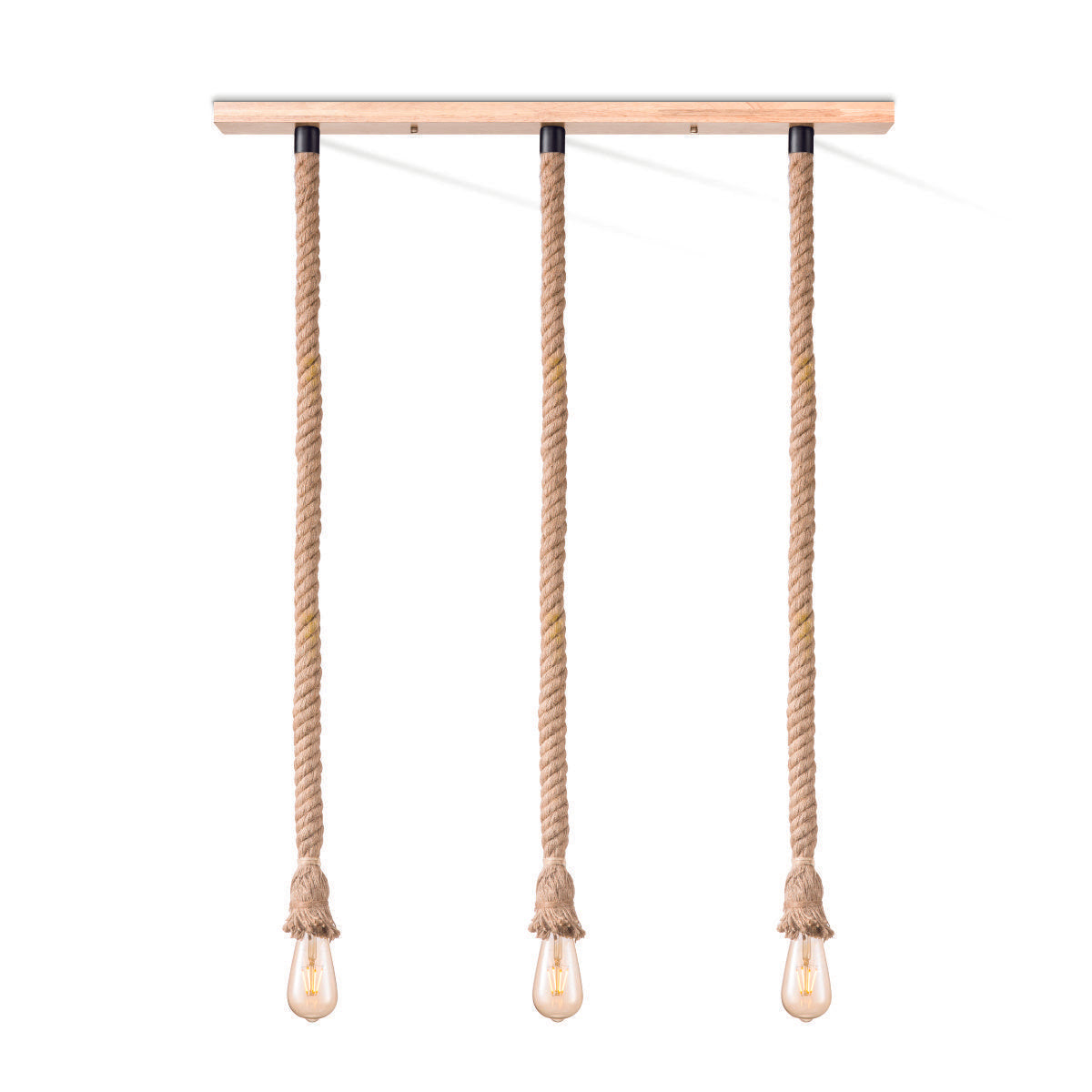 Hanglamp Leonardo - hout en scheepstouw - 95x12x130cm