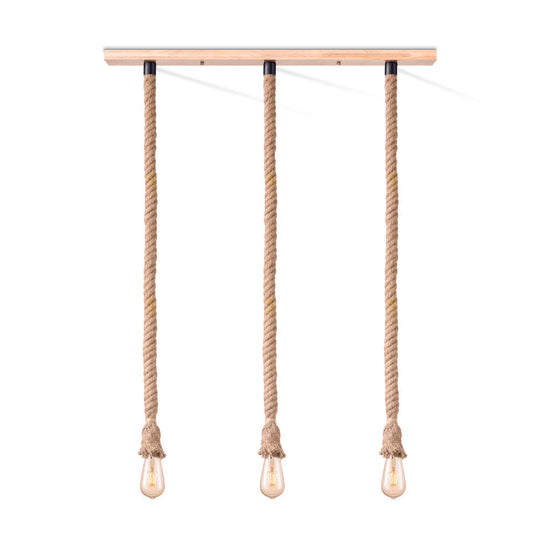 Hanglamp Leonardo - hout en scheepstouw - 95x12x130cm