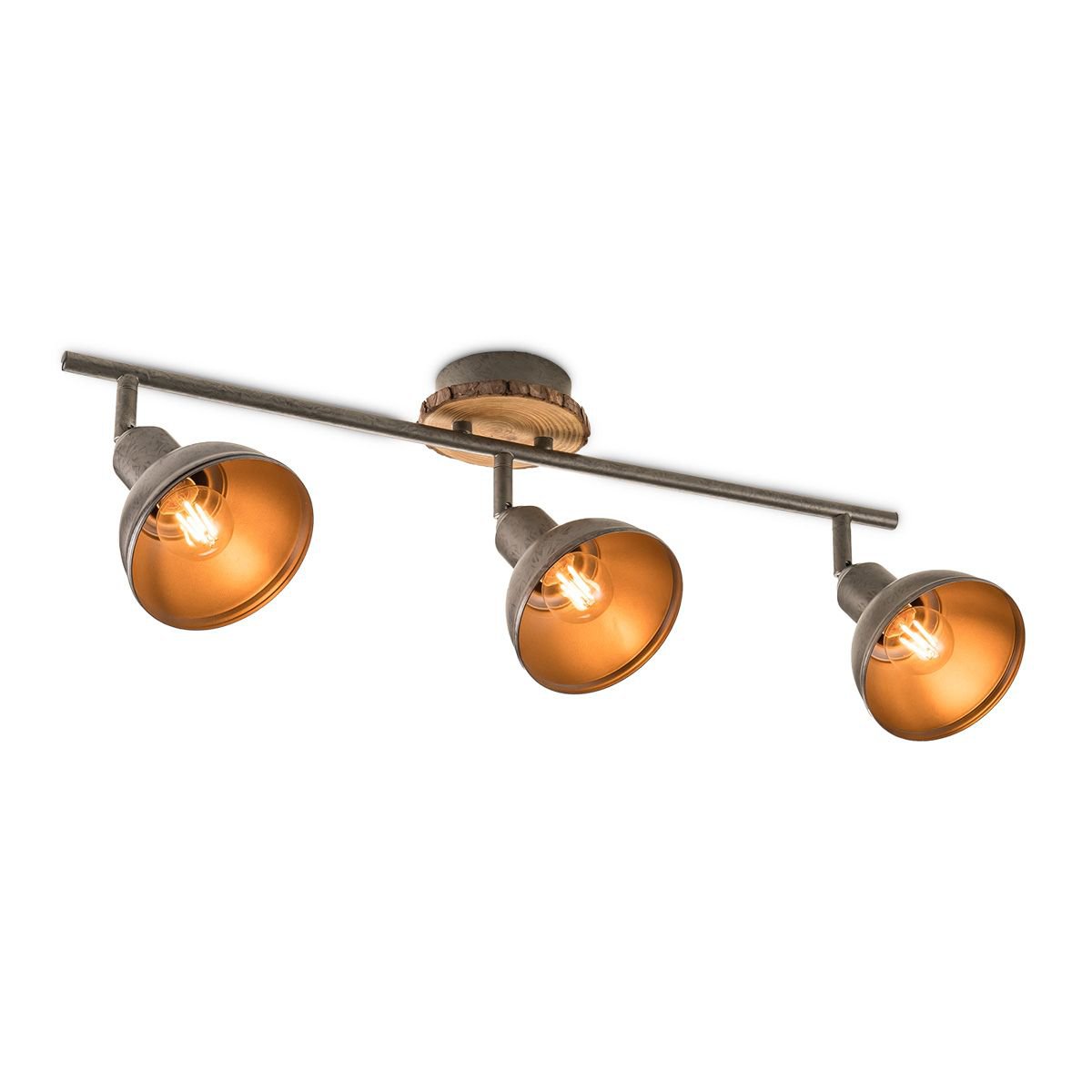 Opbouwspot Denver 3 - incl. dimbare LED-lamp - hout